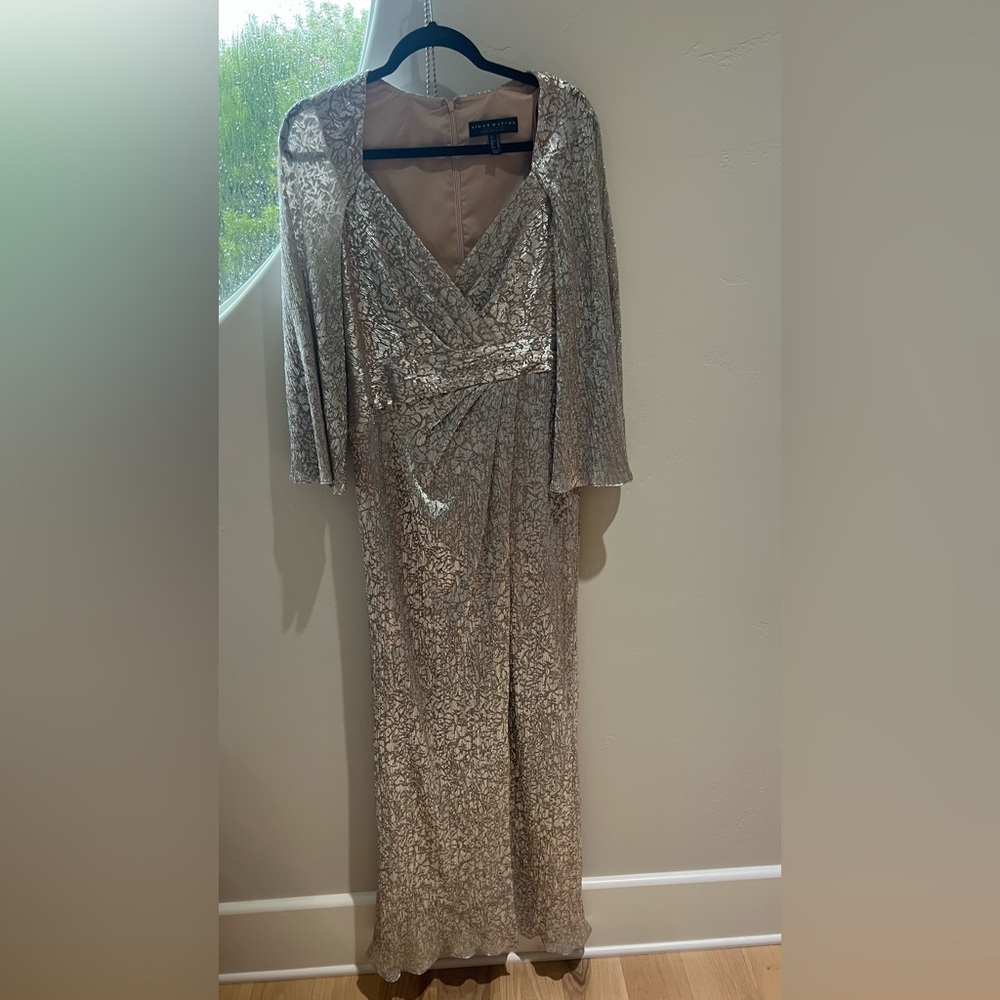 Aidan Mattox / Adrianna Papell Elegant Silver  Gown